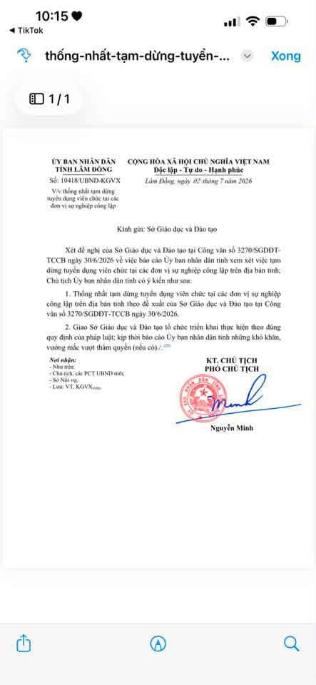 LÂM ĐỒNG CHÍNH THỨC THỐNG NHẤT "TẠM DỪNG" TUYỂN DỤNG VIÊN CHỨC TẠI CÁC ĐƠN VỊ SỰ NGHIỆP CÔNG LẬP