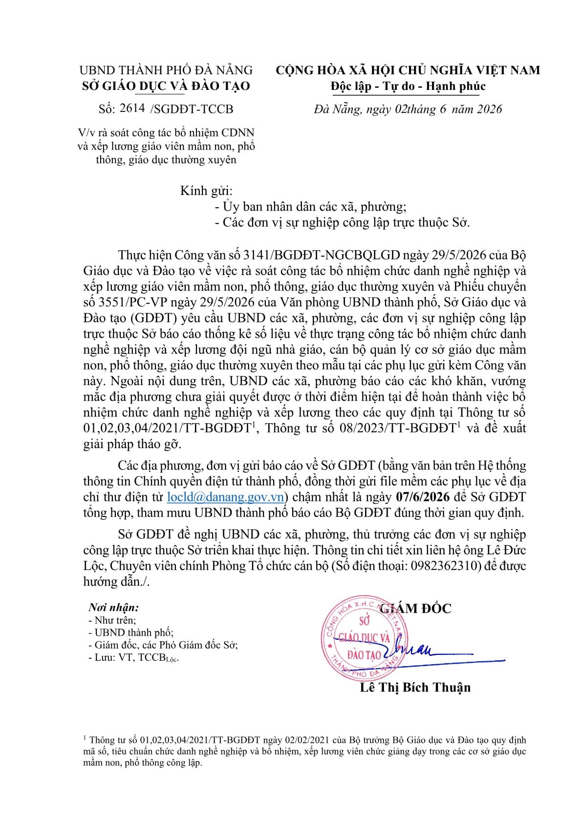Đà Nẵng vv rà soát công tác bổ nhiệm CDNN và xếp lương giáo viên mầm non, phổ thông, giáo dục thường xuyên