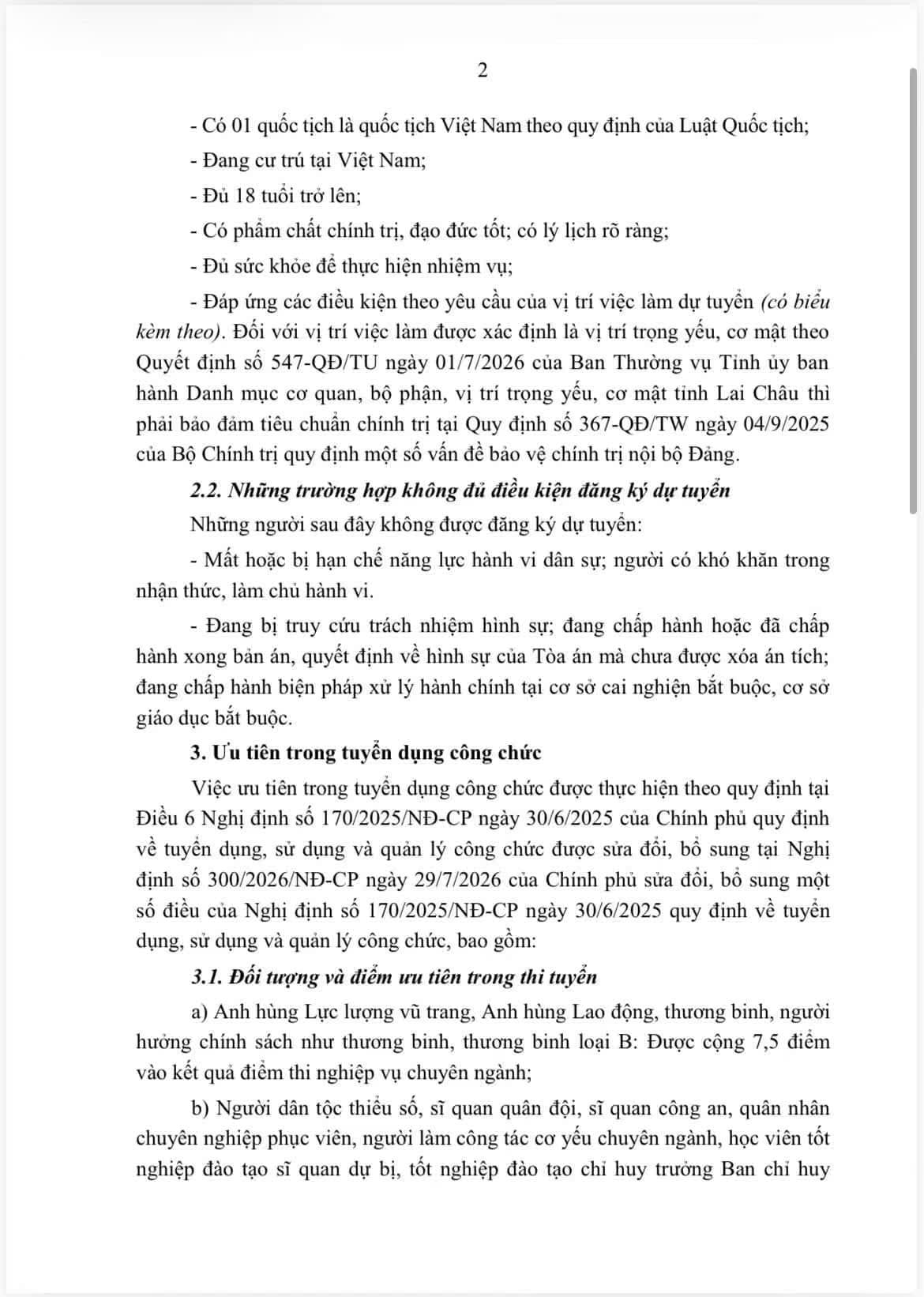 Thông báo tuyển dụng công chức Lai Châu — trang 2