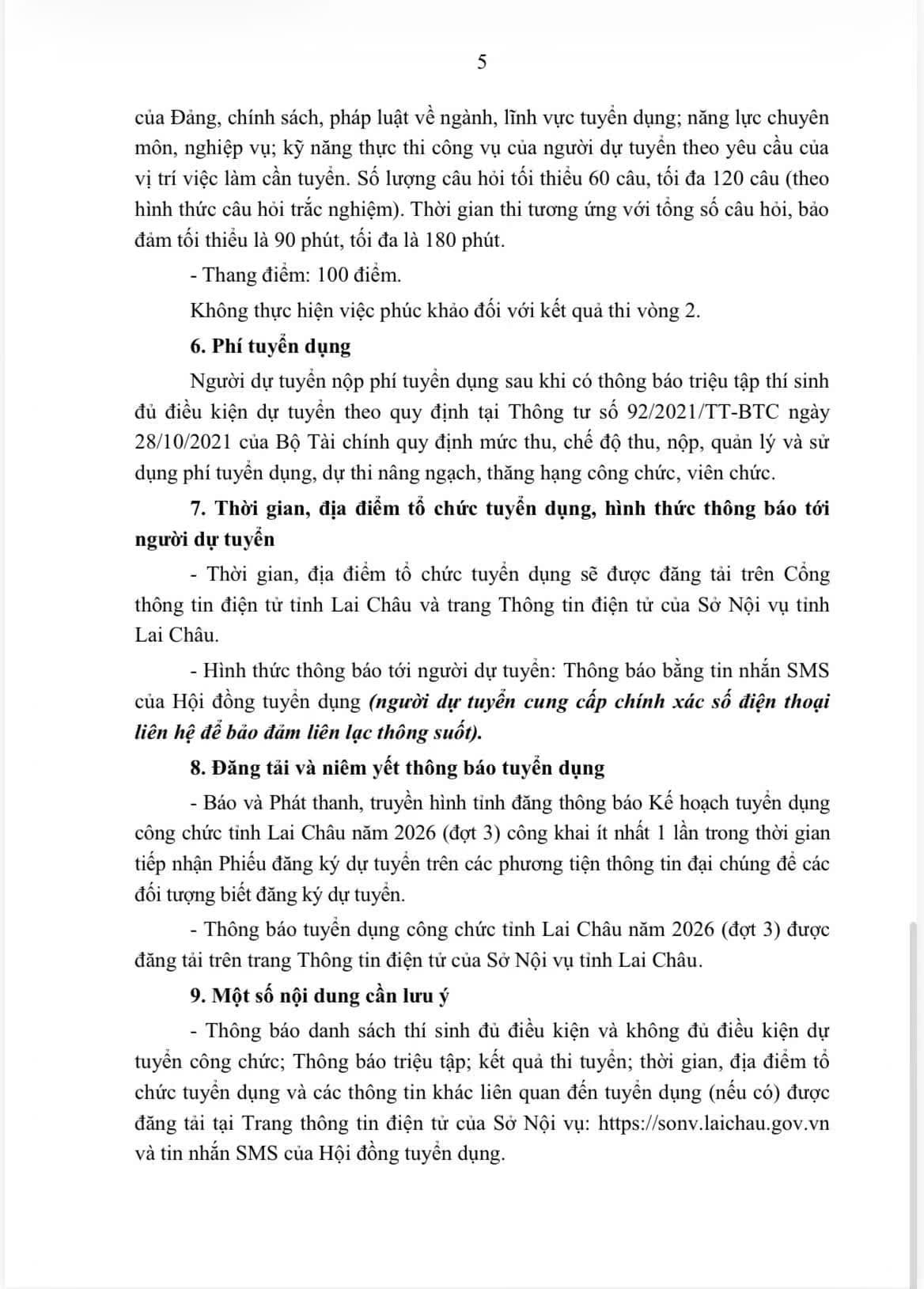 Thông báo tuyển dụng công chức Lai Châu — trang 5