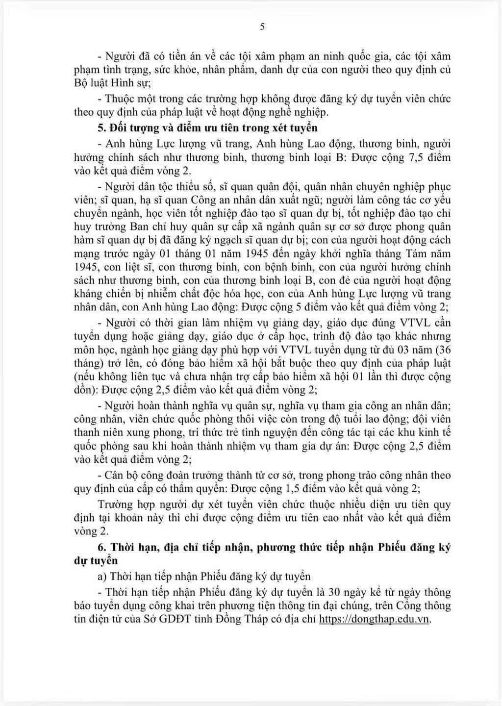 Thông báo tuyển dụng Đồng Tháp 235 giáo viên 2026 Đợt 1 — trang 5