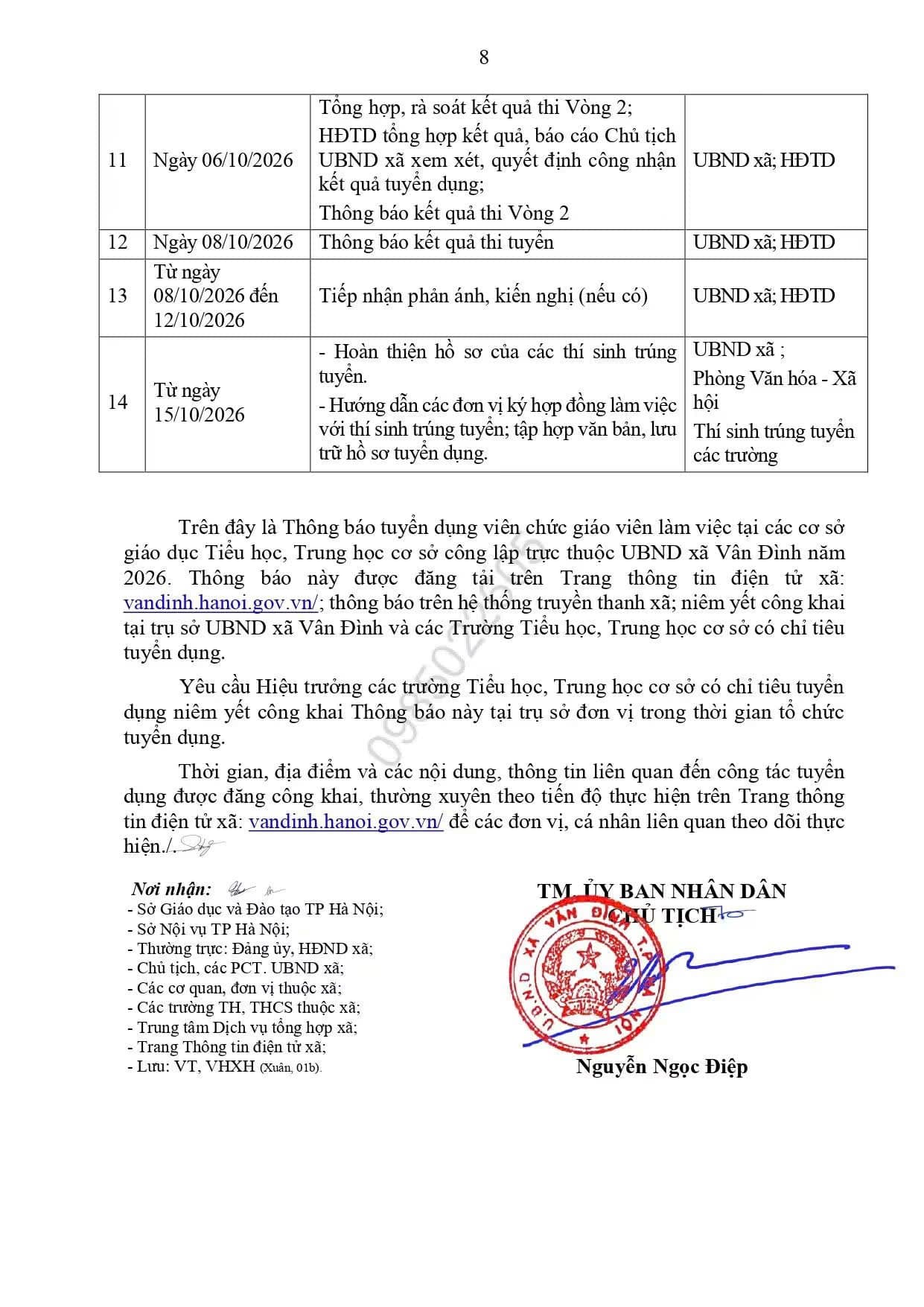 Thông báo tuyển dụng Vân Đình — trang 8